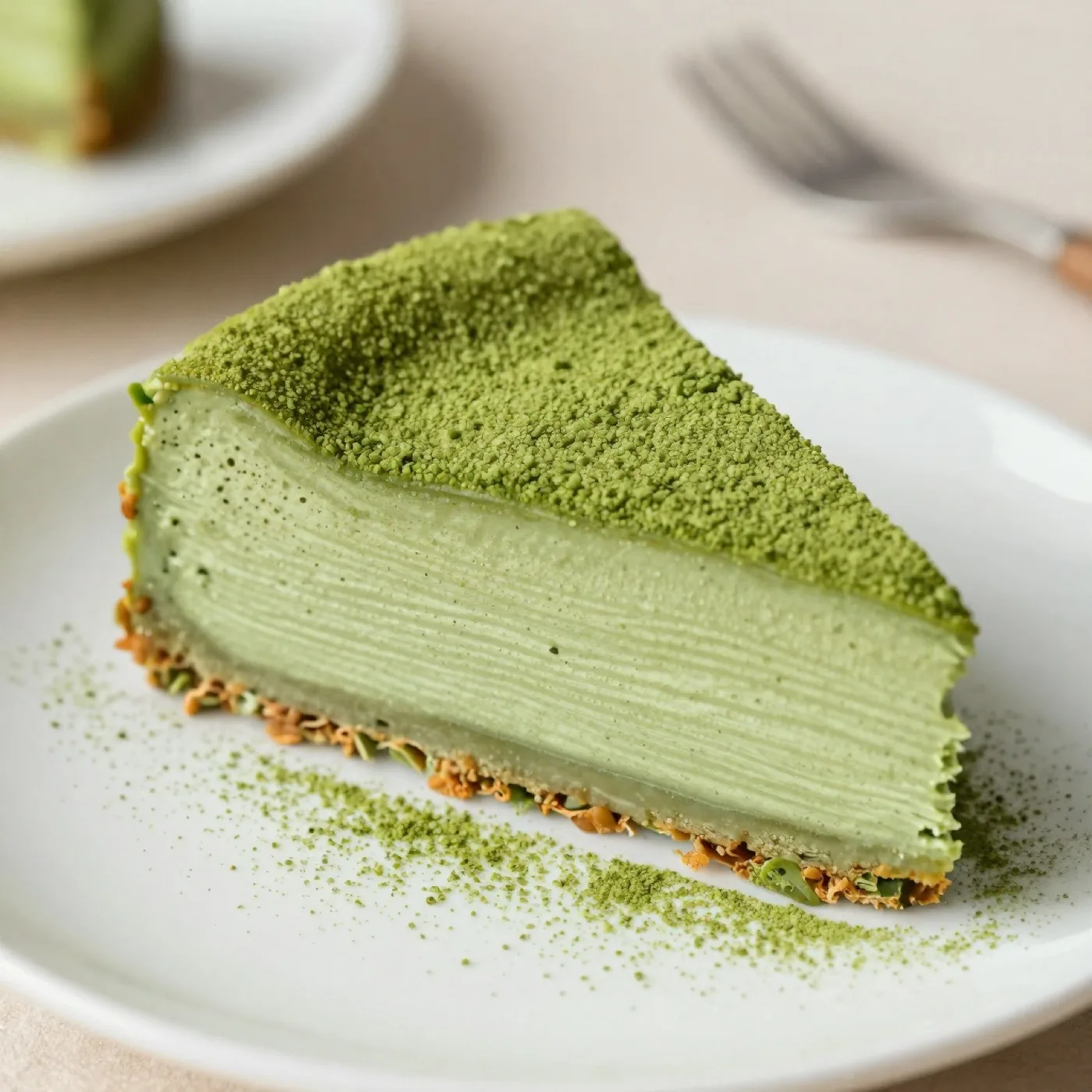 Cheesecake au matcha - Crémeux, thé vert