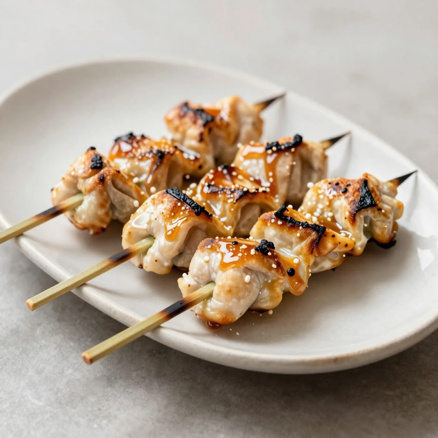 Yakitori poulet (5 brochettes) - Brochettes grillées, sauce tare